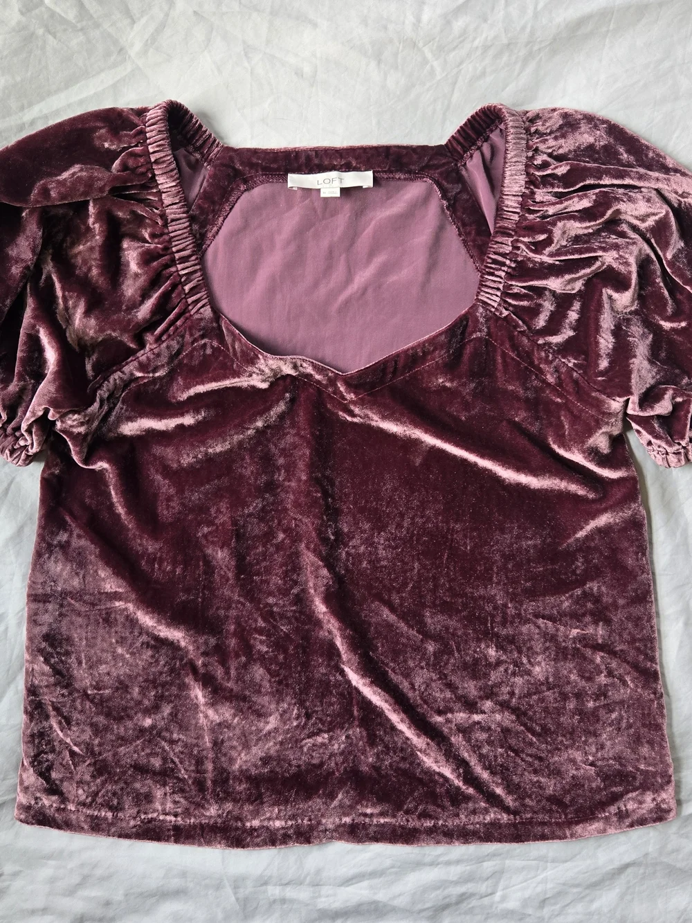 Velvet Romantic Puff Sleeve Feminine Whimsical Fairy Sweetheart Top - Plum